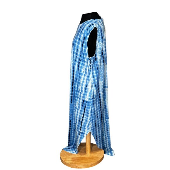 Sleeveless Blue Tie-Dye Maxi Dress With Side Pockets XXL Lightweight & Casual - Picture 2 of 10